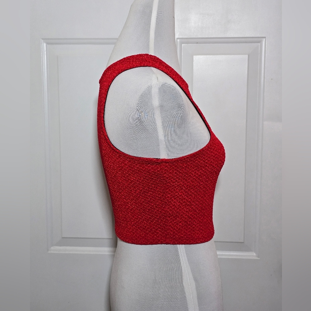 Monaco Red Textured Crop Top - Picture 5 of 6